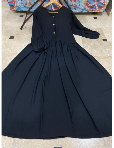 Stylish Black Georgette Maxi Abaya -...