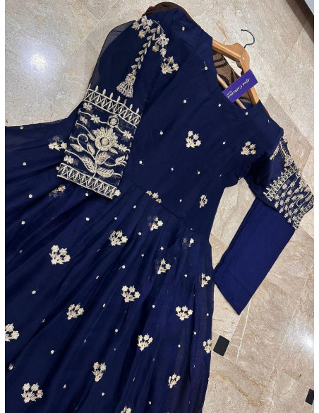 Elegant Women's Stitched Maxi and Trouser Set - Embroidered Design - 2 Pcs