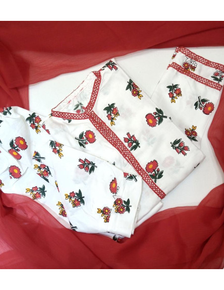 Printed Linen Women's Stitched Suit 3 Pcs Set