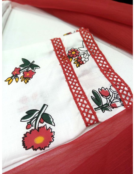 Printed Linen Women's Stitched Suit 3 Pcs Set