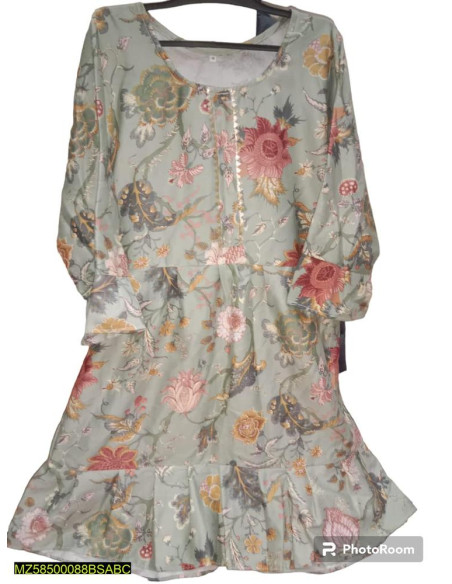 1 Pc Women's Stitched Katan Silk Printed Shirt