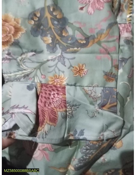 1 Pc Women's Stitched Katan Silk Printed Shirt