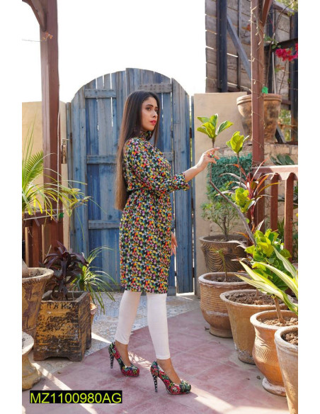 1 Pc Women's Stitched Linen Printed Top