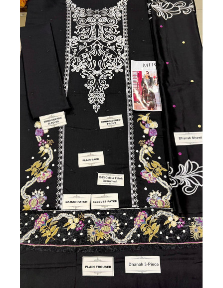  unstitched Dhanak Embroidered dress 