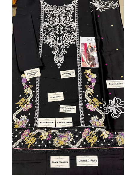  unstitched Dhanak Embroidered dress 