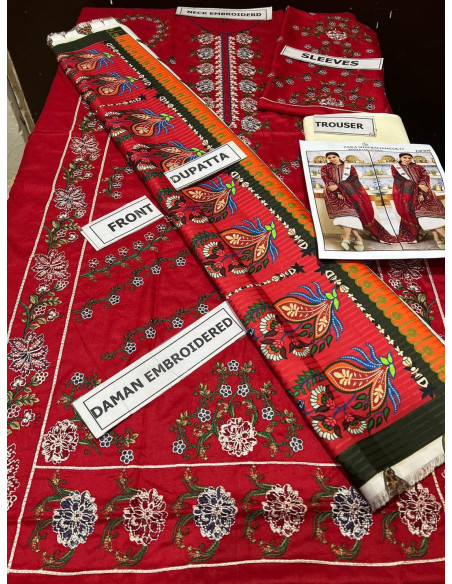 3 pcs embroidered suit 