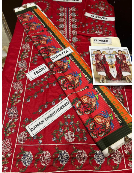 3 pcs embroidered suit 