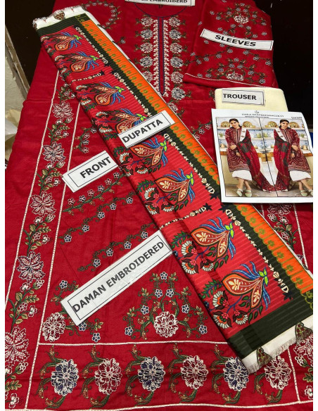 3 pcs embroidered suit 