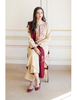 Embroidered Off White Suit...