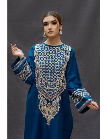 3 Pcs Women's Unstitched Plain Suit