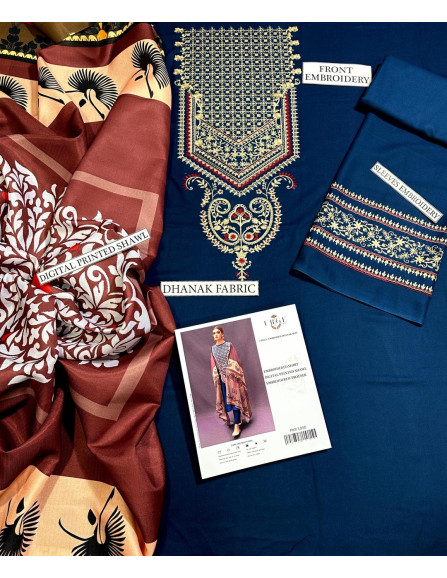 3 Pcs Women's Unstitched Plain Suit