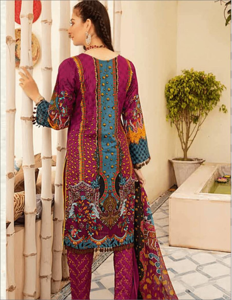 Arham Textile Palwasha Volume 07 Embroidered Maroon Lawn Unstitched 3 piece