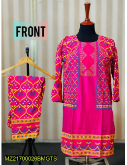 3D Block Print 2 Pcs Linen...