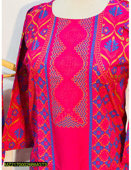 3D Block Print 2 Pcs Linen Suit