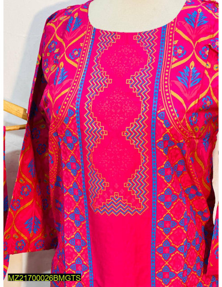 3D Block Print 2 Pcs Linen Suit