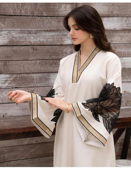 3 Pcs Women's Stitched Organza Embroidered Suit