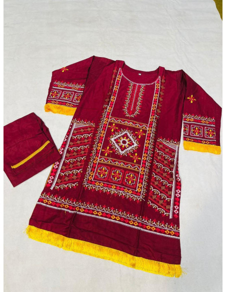 2 Pcs Women's Stitched Cotton Embroidered Shirt And Trouser