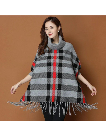 Women's Fleece Printed Poncho Cape Shawl