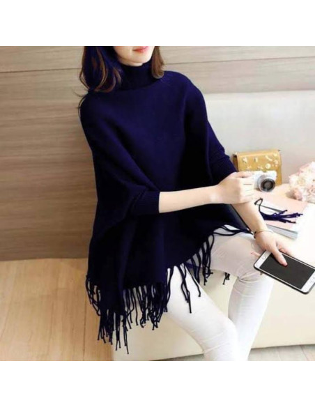 Women's Fleece Printed Poncho Cape Shawl