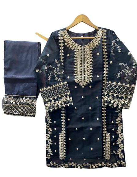 3pcs women's stitched organza suit