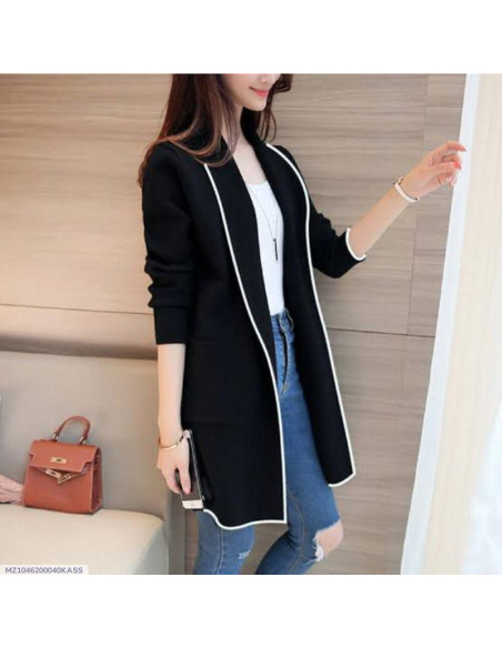 1 Pcs Women's Stitched Fleece Plain Lapel Coat