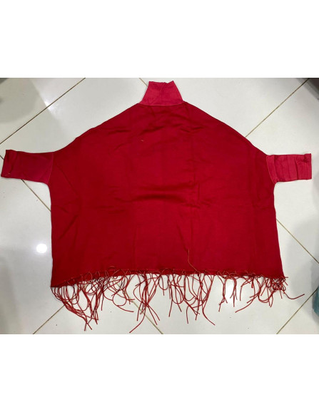 Women's Fleece Plain Poncho Cape Shawl