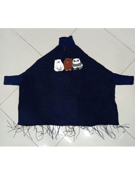 Women's Fleece Printed Poncho Cape Shawl