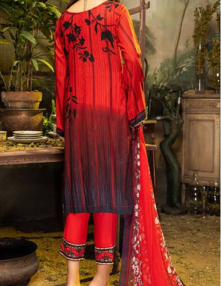 Arham Textile Rangrez Plus Volume 07 Embroidered Ruby Red Lawn Unstitched 3 Piece