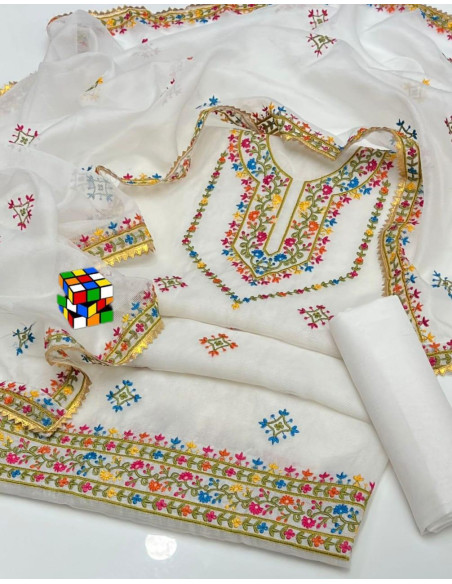 3 Pcs Women's Unstitched Embroidered Suit