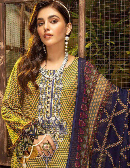 Arham Textile Rangrez Plus Volume 07 Embroidered Wattle Lawn Unstitched 3 Piece