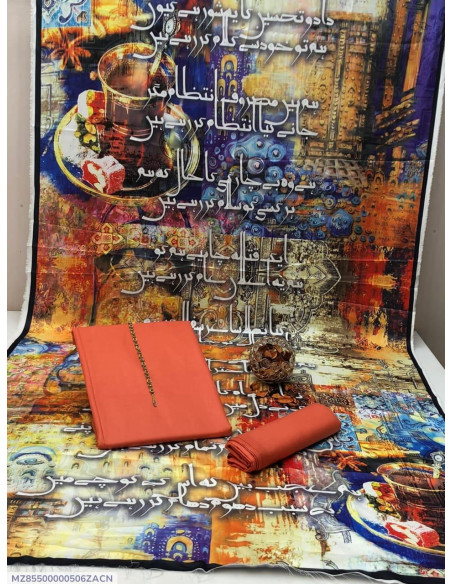  3 Pcs Women's Unstitched Plain Suit