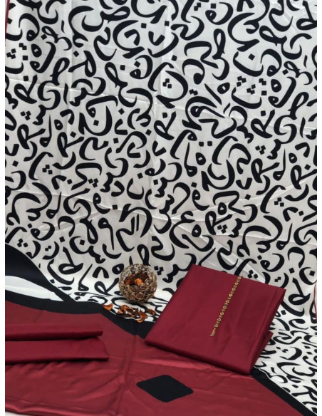  3 Pcs Women's Unstitched Plain Suit