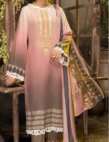 Arham Textile Rangrez Plus Volume 07 Embroidered Rose Gold Lawn Unstitched 3 Piece
