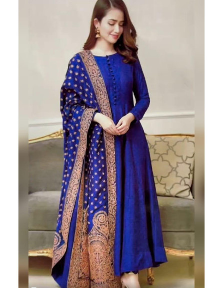 3 pcs  Dhanak Embroidered dress 