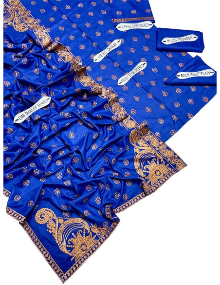 3 pcs  Dhanak Embroidered dress 