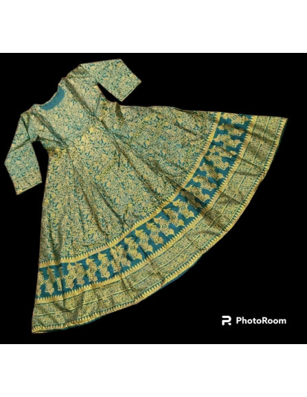 Stitched silk printed maxi