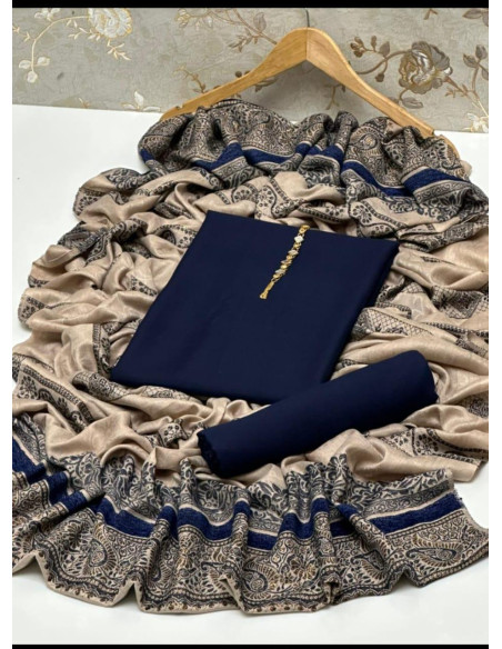 3 Pcs Women's Unstitched Plain Suit