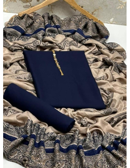 3 Pcs Women's Unstitched Plain Suit