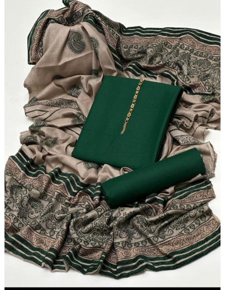 3 Pcs Women's Unstitched Plain Suit