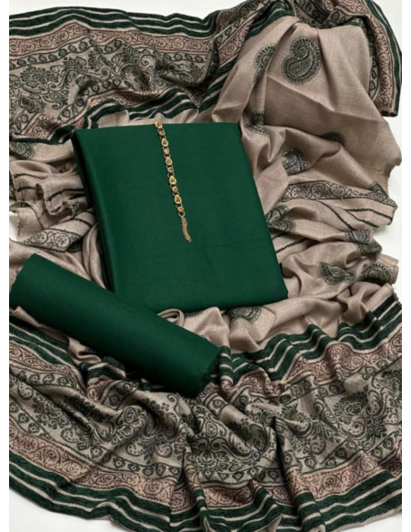 3 Pcs Women's Unstitched Plain Suit