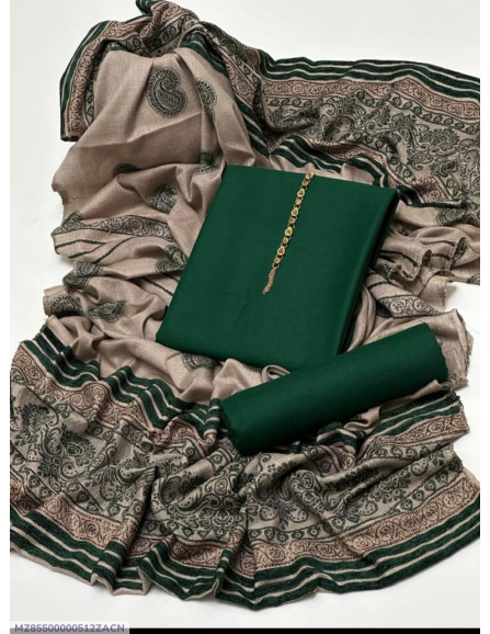 3 Pcs Women's Unstitched Plain Suit