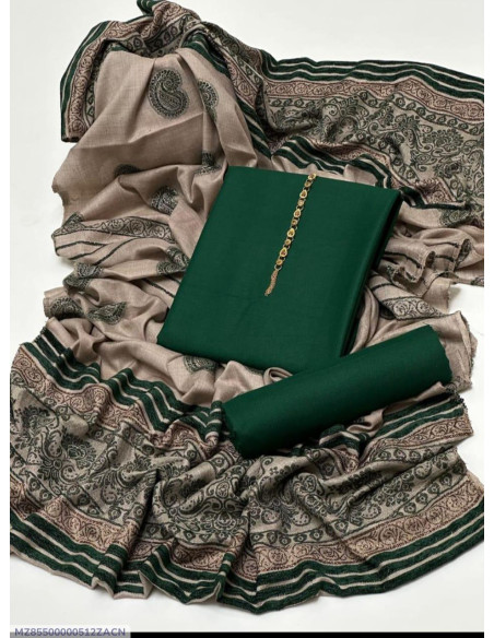 3 Pcs Women's Unstitched Plain Suit