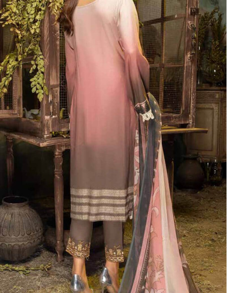 Arham Textile Rangrez Plus Volume 07 Embroidered Rose Gold Lawn Unstitched 3 Piece