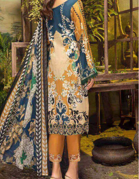 Arham Textile Rangrez Plus Volume 07 Embroidered Raw Sienna Lawn Unstitched 3 Piece