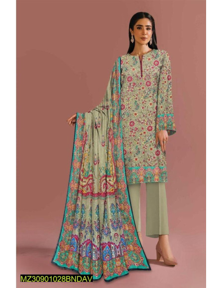 3 Pcs Women's Unstitched Lawn Printed...