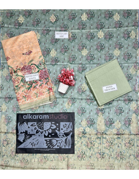 3 Pcs Women's Unstitched Lawn Printed...