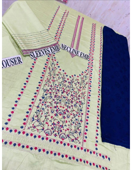 Elegant 3 Pcs Embroidered Suit Set in Ivory | Dhanak Fabric