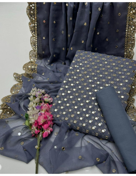 Elegant Embroidered Suit Set - 3 Pcs...