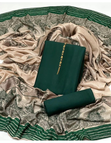 3 Pcs Women's Unstitched Plain Suit