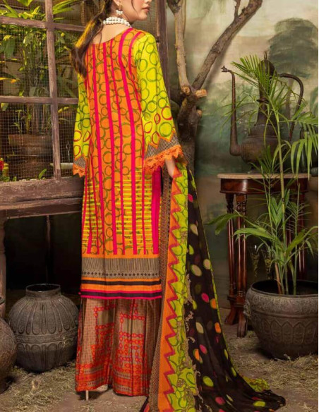 Arham Textile Rangrez Plus Volume 07 Embroidered Citrine Lawn Unstitched 3 Piece